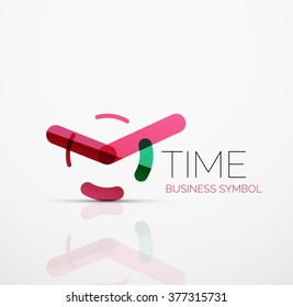 Vector abstract logo idea, time concept or clock business icon. Creative logotype design template