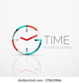 Vector abstract logo idea, time concept or clock business icon. Creative logotype design template