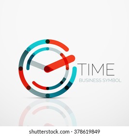 Vector abstract logo idea, time concept or clock business icon. Creative logotype design template