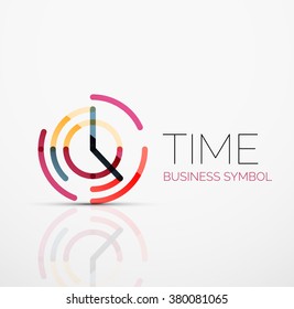 Vector abstract logo idea, time concept or clock business icon. Creative logotype design template
