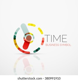 Vector abstract logo idea, time concept or clock business icon. Creative logotype design template