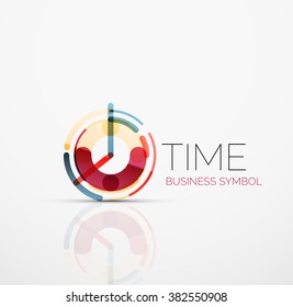 Vector abstract logo idea, time concept or clock business icon. Creative logotype design template