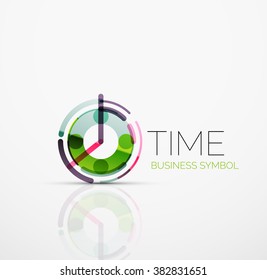 Vector abstract logo idea, time concept or clock business icon. Creative logotype design template