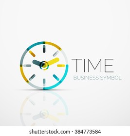 Vector abstract logo idea, time concept or clock business icon. Creative logotype design template