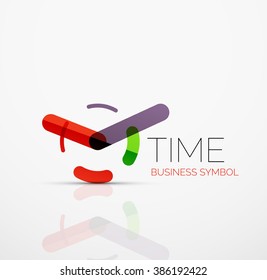 Idea del logotipo abstracto vectorial, concepto de tiempo o icono comercial del reloj. Plantilla de diseño de logotipo creativo