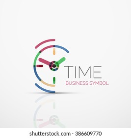 Vector abstract logo idea, time concept or clock business icon. Creative logotype design template