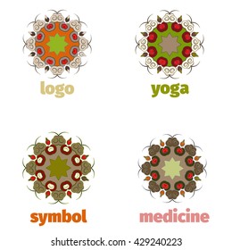 Vector abstract logo mandala design template for alternative medicine, health center and yoga studios - emblem made with leaves and lines