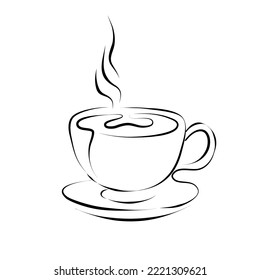 Vector abstract logo mug of fragrant coffee, hot coffee drink, ideal for brand, menu design, for storis icons, for restaurants and cafes signage.