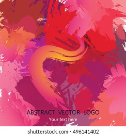 vector abstract logo on colorful background with decorative splashes and text