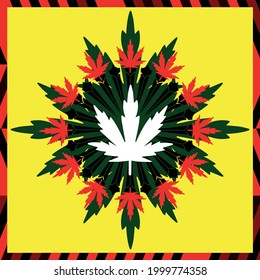 vector abstract logo ornament with cannabis