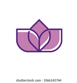 Vector abstract logo purple flower. Spa and relax concept