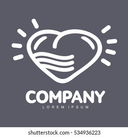 Vector abstract logo. Shining heart. Company identity. Icon isolated on white background. Graphic design editable for your design.