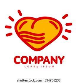 Vector abstract logo. Shining heart. Company identity. Icon isolated on white background. Graphic design editable for your design.