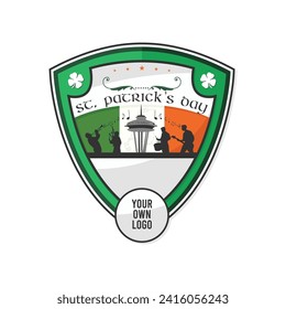 Vector abstract logo for St. Patrick's Day on Shamrock background