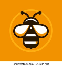 Vector abstract logo symbol in trendy flat style - bee sign