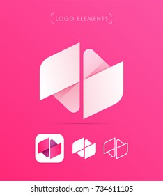 Vector abstract logo template. Material design and flat origami paper style icon