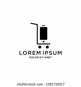 Vector abstract logo template mobile phone shop. Smart phone store sign concept