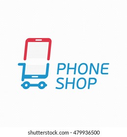 Vector Abstract Logo Template Mobile Phone Shop. Smart Phone Store Sign Concept. Universal On-line Store Logotype. Application Icon Concept.