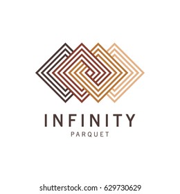 Vector abstract logo template. Logo parquet, laminate, flooring, tiles. Infinity parquet