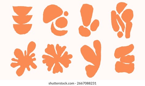 Vector abstract logo templates, icons and symbols, art prints with minimal shapes in  floral wavy ink rough hand drawn naive style, cover, packaging, branding design templates
