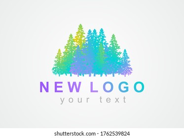 Vector abstract logo with trees. Forest bright icon with the tree.