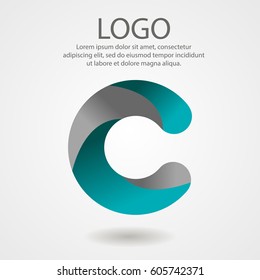 Vector abstract logo. Turquoise circle concept. Letter C. Color sign