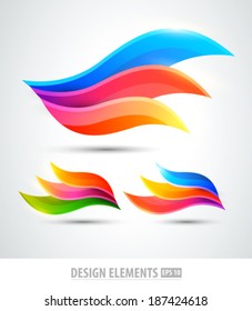 Vector abstract logo wings. Modern creative elements for design. Color icons set