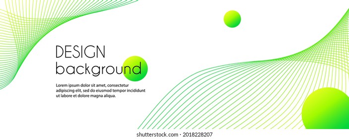 Vector abstract long banner with green wavy lines. Minimal trendy background for social media cover, web header design with copy space for text