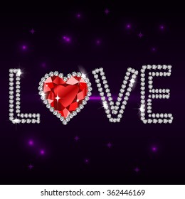 vector abstract love card on dark