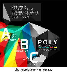 Vector abstract low poly geometric infographics