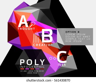 Vector abstract low poly geometric infographics