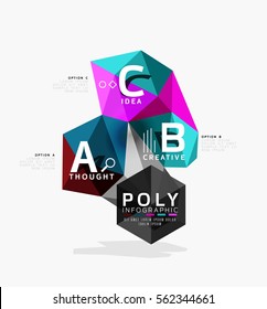 Vector abstract low poly geometric infographics