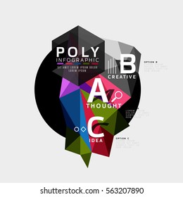Vector abstract low poly geometric infographics