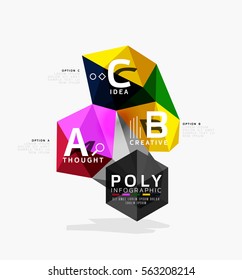 Vector abstract low poly geometric infographics
