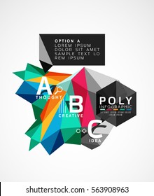 Vector abstract low poly geometric infographics