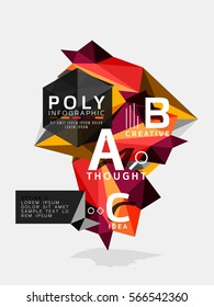 Vector abstract low poly geometric infographics
