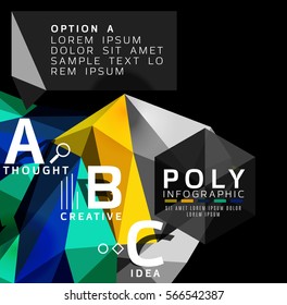 Vector abstract low poly geometric infographics