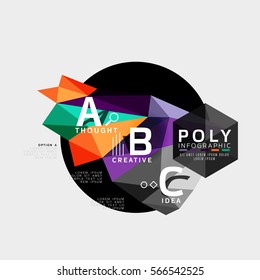 Vector abstract low poly geometric infographics