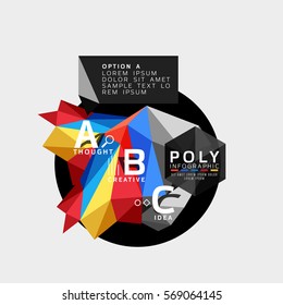 Vector abstract low poly geometric infographics