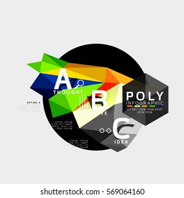 Abstrakte, geometrische Low-Poly-Infografiken für Vektorgrafiken