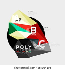 Vector abstract low poly geometric infographics