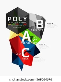 Vector abstract low poly geometric infographics