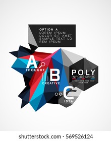 Vector abstract low poly geometric infographics