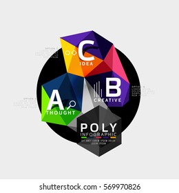 Vector abstract low poly geometric infographics