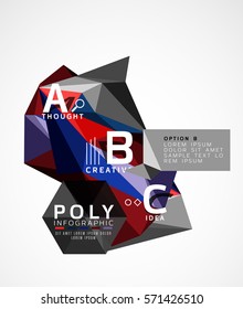 Vector abstract low poly geometric infographics