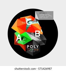 Vector abstract low poly geometric infographics