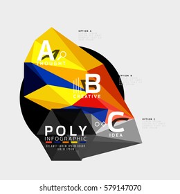 Vector abstract low poly geometric infographics