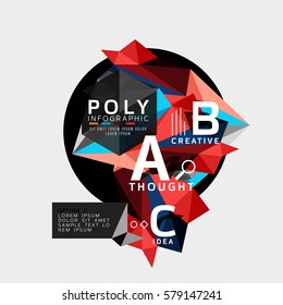 Vector abstract low poly geometric infographics