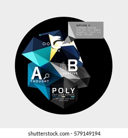 Infografía geométrica abstracta de baja polilla vectorial