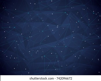 Vector Abstract low poly, Illustration high computer technology dark blue color background. Hi-tech digital technology concept